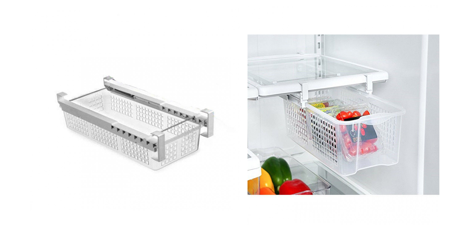JS Cassetti per Frigoriferi 4 Pezzi Organizzatore per Frigorifero,Cassetto a Scomparsa Frigorifero Cestino,Contenitori per Frigorifero Salvaspazio