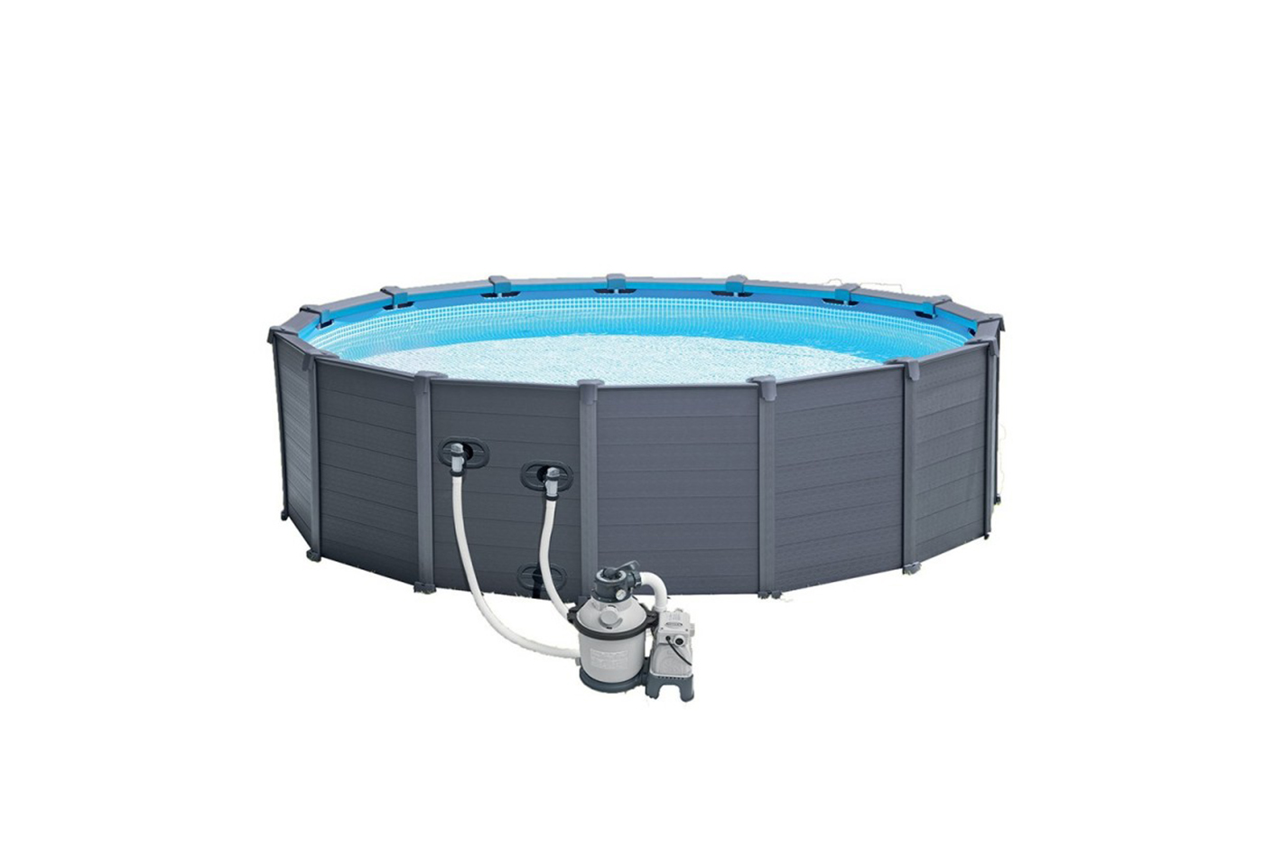 Piscina rotonda rigida fuoriterra graphite con pompa a sabbia 478x124 cm 26382 Piscina rotonda rigida fuoriterra graphite con pompa a sabbia 478x124 cm 26382
