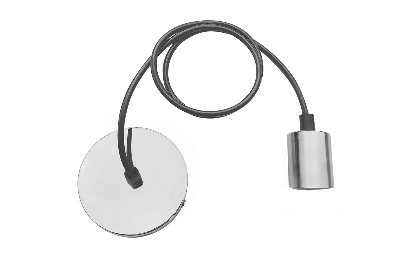 Portalampada sospensione soffitto vintage pendente E27 cilindro cromato 1 MT Portalampada sospensione soffitto vintage pendente E27 cilindro cromato 1 MT