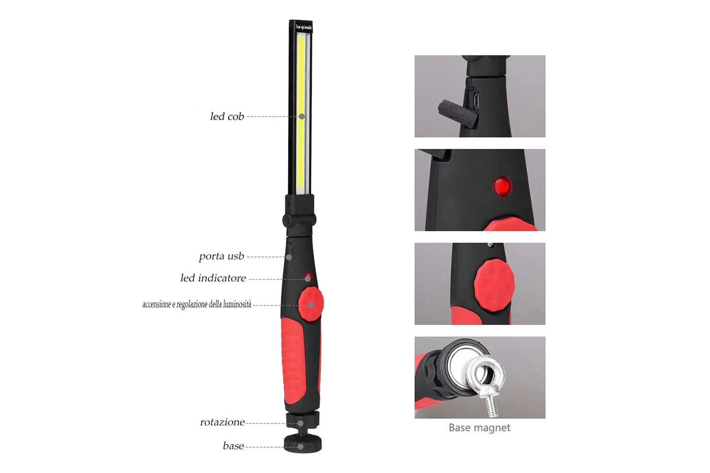 BES-33942 - Torce - beselettronica - Torcia LED Portatile Con Pannello  Solare Luce Emergenza Ricaricabile USB Q-D691