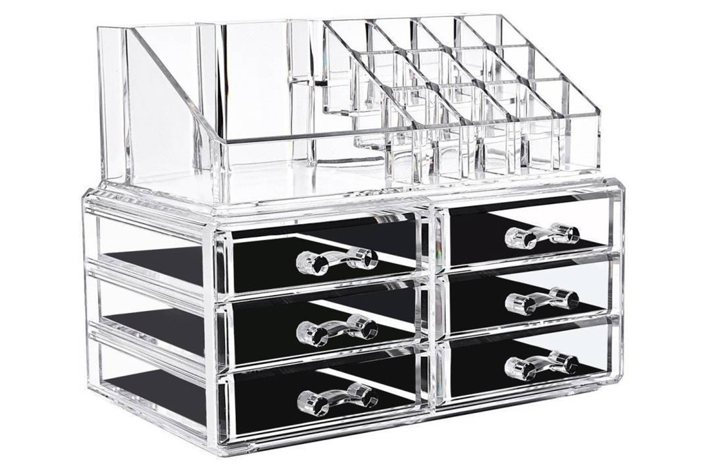 PORTA TRUCCHI ORGANIZER COSMETICI MAKE-UP PORTAGIOIE CON CASSETTI  TRASPARENTE