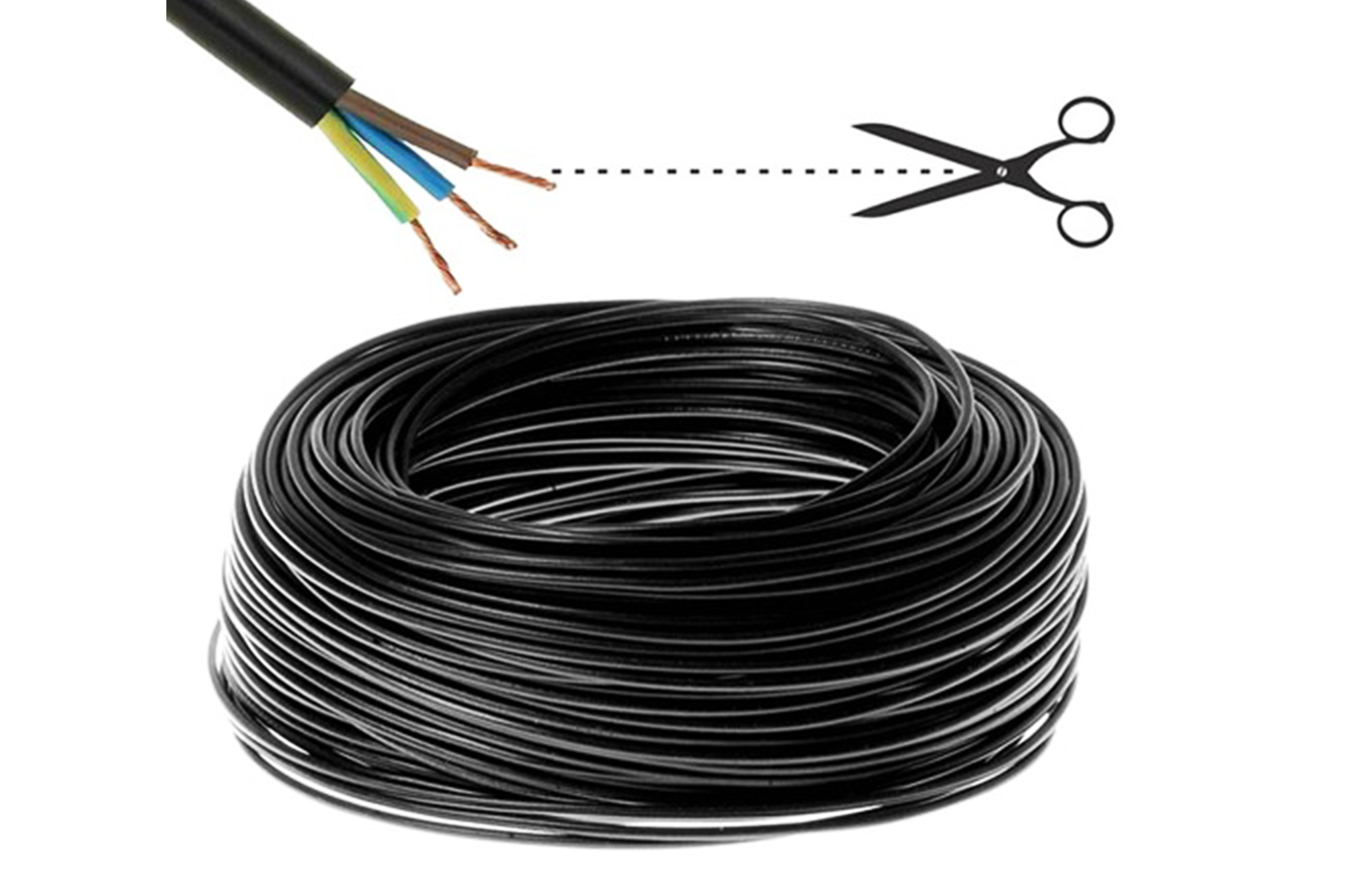 Cavo elettrico tripolare 1.0 mm gommato PVC filo in rame flessibile 120 M nero Cavo elettrico tripolare 1.0 mm gommato PVC filo in rame flessibile 120 M nero