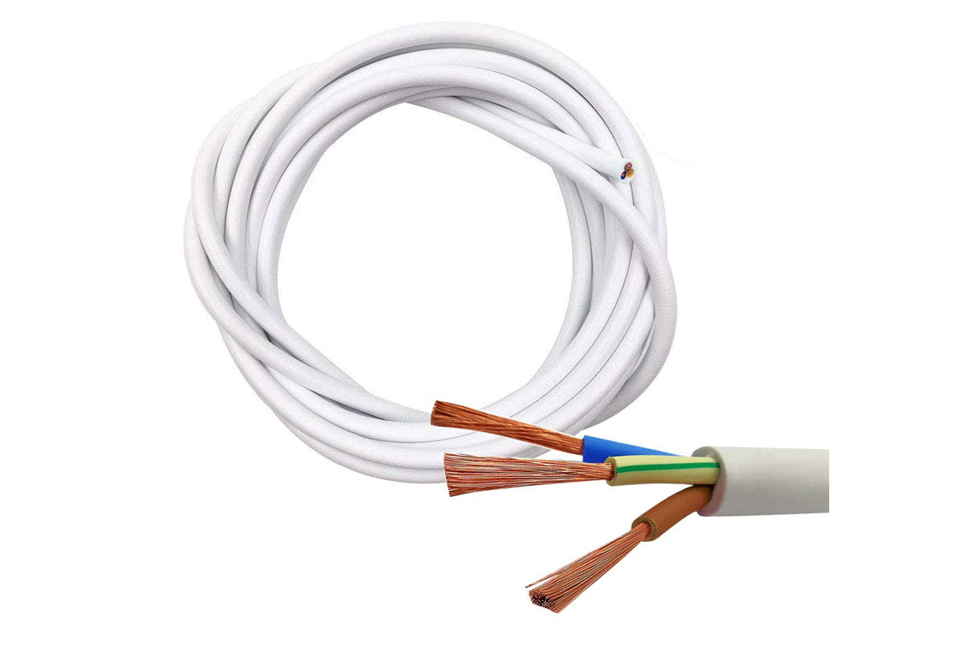Cavo elettrico tripolare 0.75 mm gommato PVC filo in rame flessibile 150M bianco Cavo elettrico tripolare 0.75 mm gommato PVC filo in rame flessibile 150M bianco