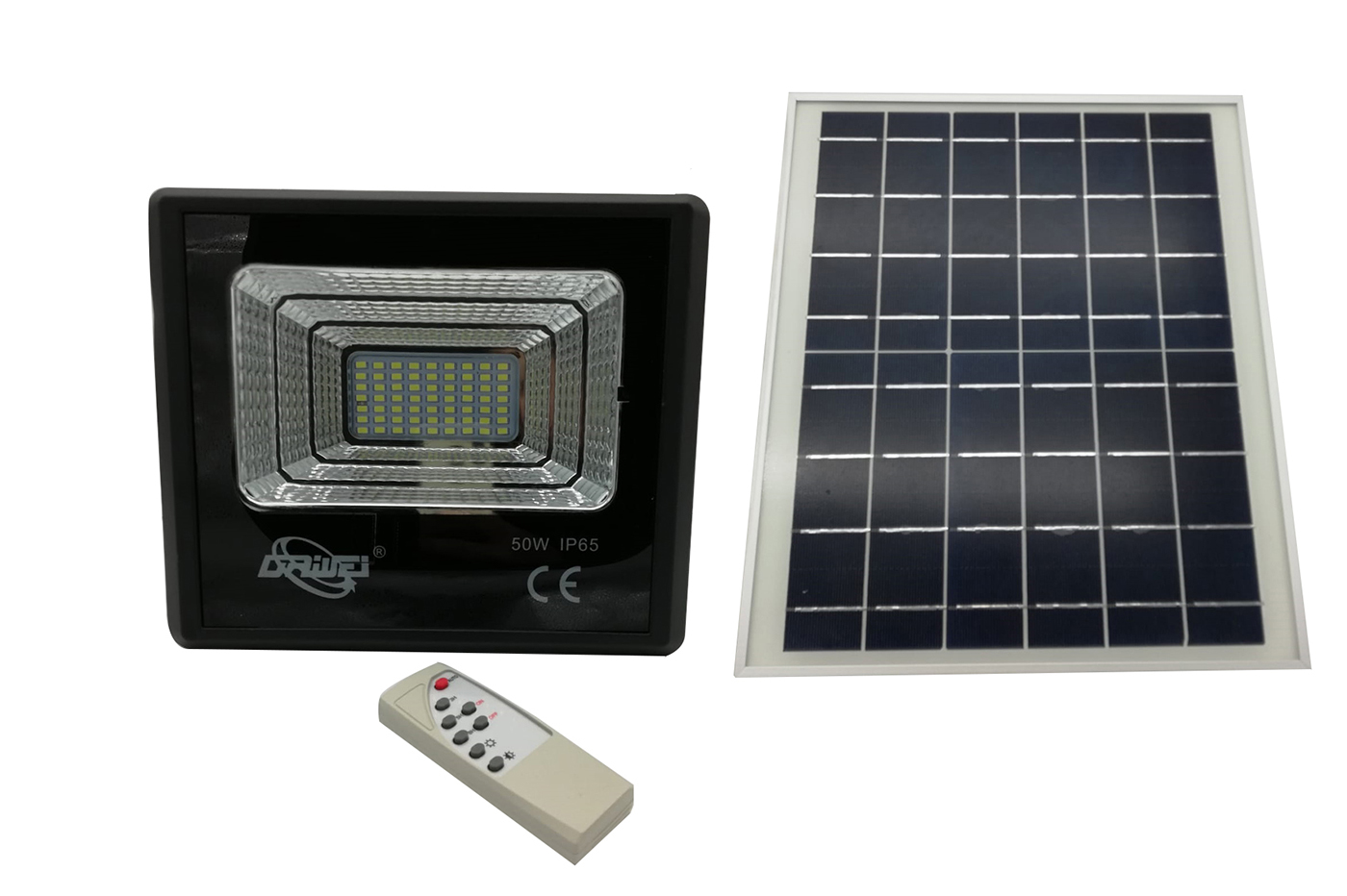 Faro faretto LED 50W pannello solare energia IP65 crepuscolare telecomando dr Faro faretto LED 50W pannello solare energia IP65 crepuscolare telecomando dr