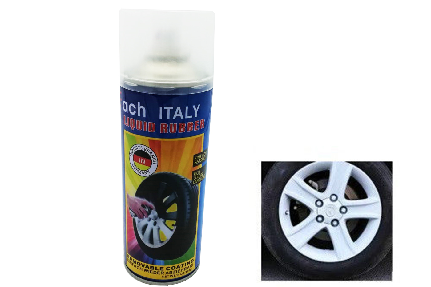Spray vernice pittura cerchi auto pellicola removibile bianco 40 auto moto 400g Spray vernice pittura cerchi auto pellicola removibile bianco 40 auto moto 400g