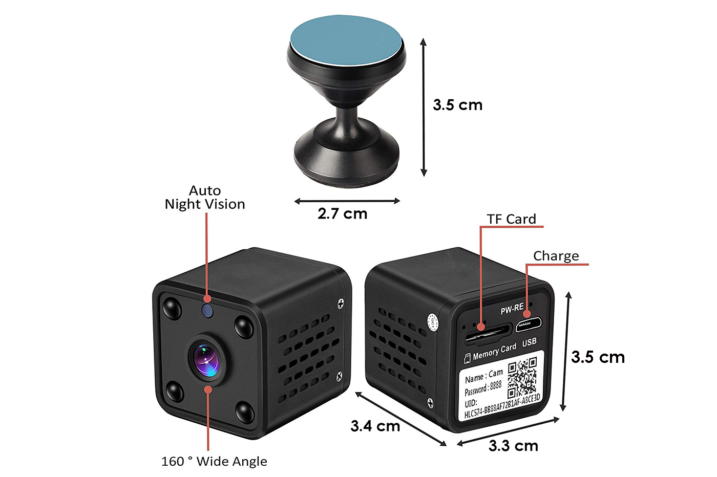 BES-27445 - WI-FI/IP - beselettronica - Mini telecamera wifi 1080p cubo  camera hd con visione notturna videosorveglianza