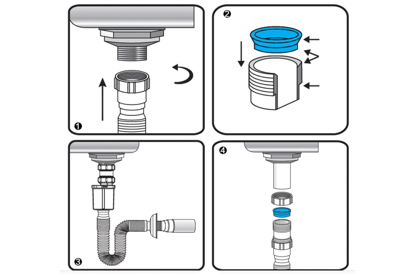 Sifone Laufen, DN40, con attacco di scarico flessibile, per bidet