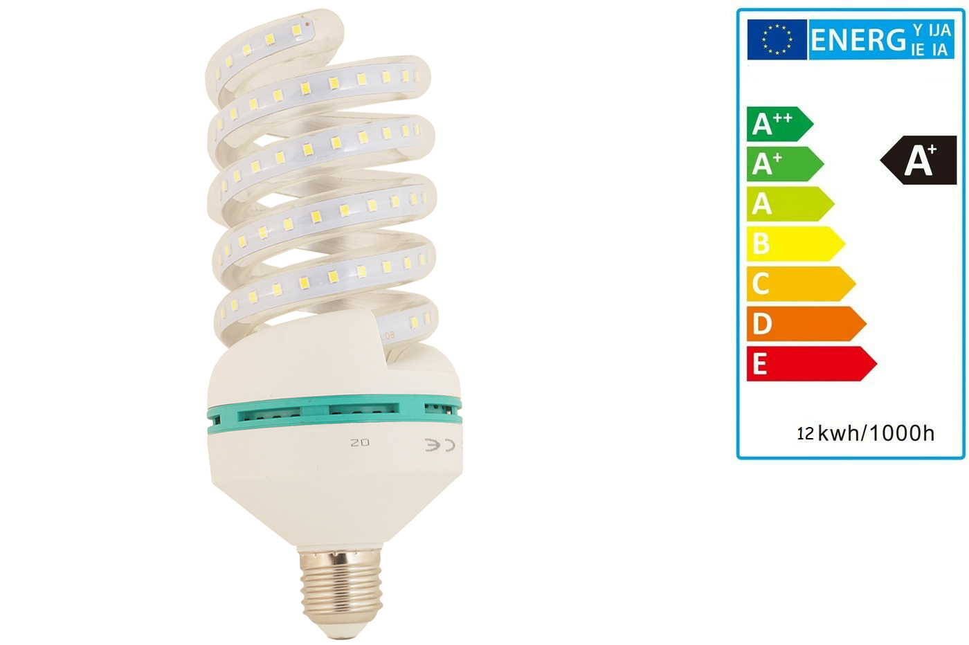 BES-24804 - Lampadine e Adattatori - beselettronica - Lampadina led 20W smd luce  CALDA 3000k attacco E27 iris SPIRALE illuminazione