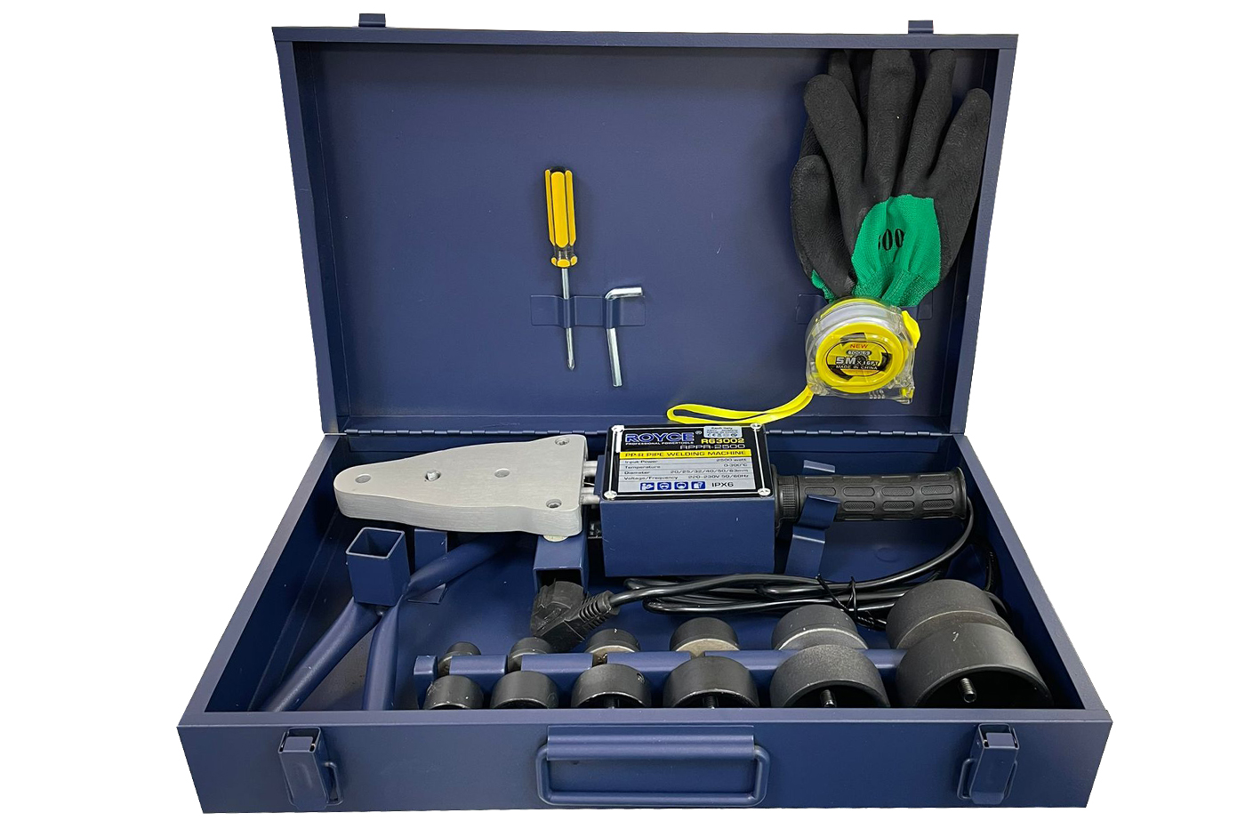 Royce Polifusore 2500W per saldatura saldatore tubi plastica PVC PVDF 6 matrici Royce Polifusore 2500W per saldatura saldatore tubi plastica PVC PVDF 6 matrici