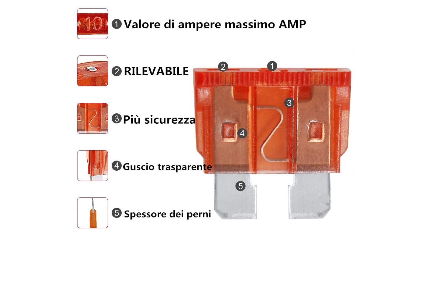 Set 50 Fusibili Lamellari 12 / 32V 10A