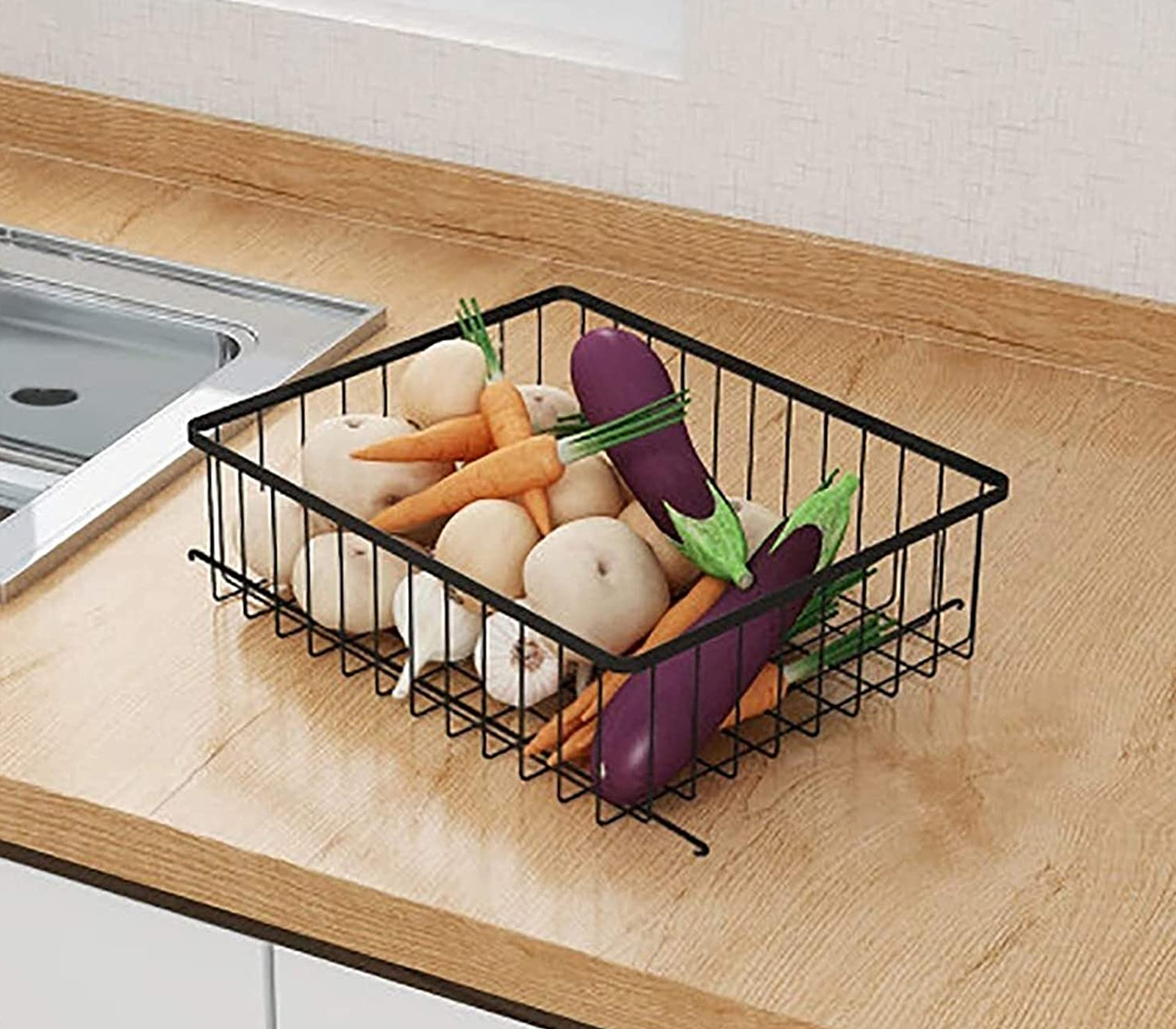 BES-34124 - Ordine e pulizia - beselettronica - Carrello da Cucina 50cm  Ruote Cesto Scaffale Impilabile Organizer Portafrutta