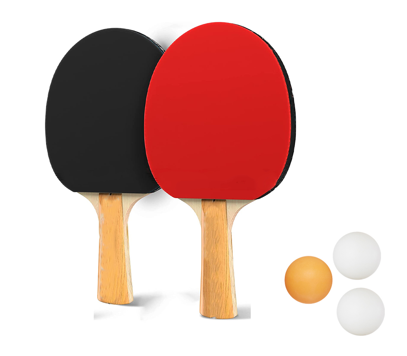 Confezione Ping Pong 2 Racchette in Legno 3 Palline Set Tennis da Tavolo  per Adulti e