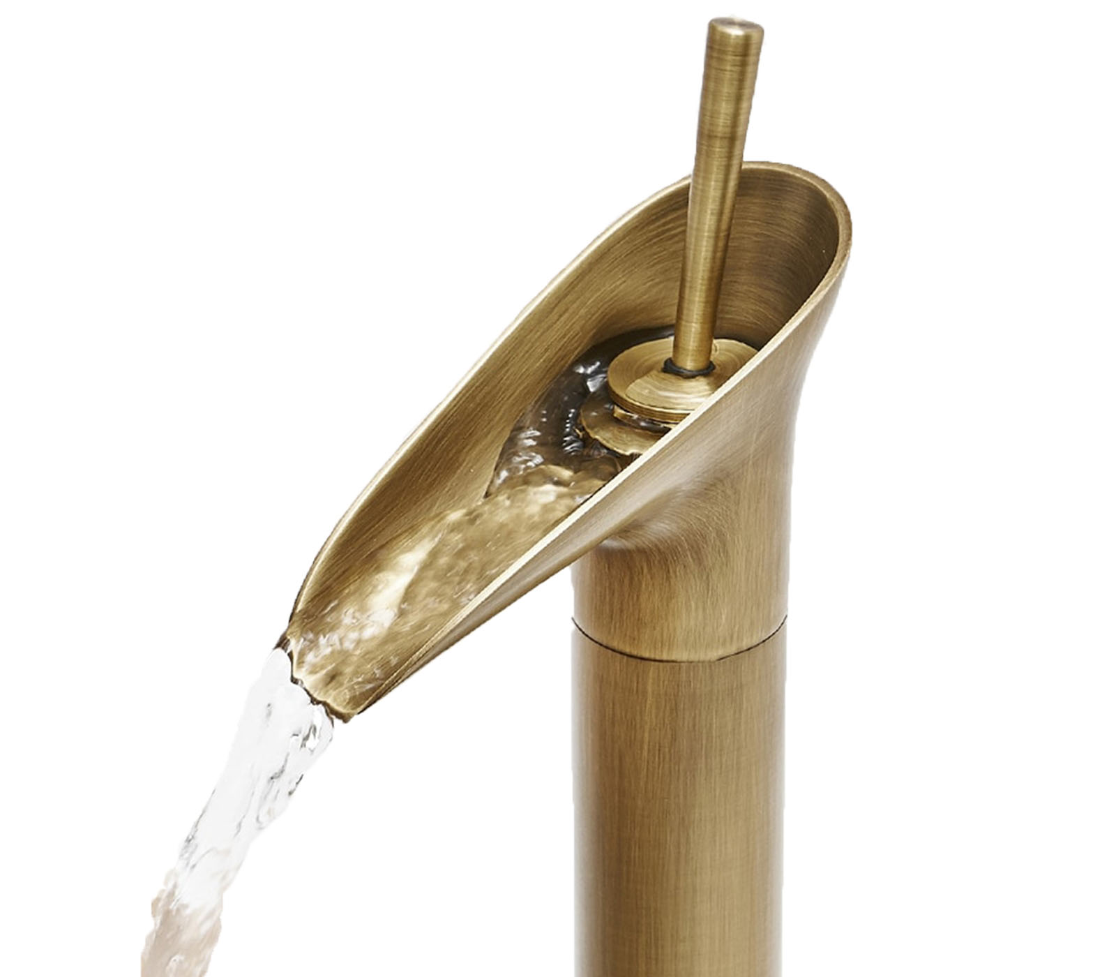 Rubinetto Lavabo Bagno Ottone Oro Miscelatore Becco Cascata Canna Alta T2020