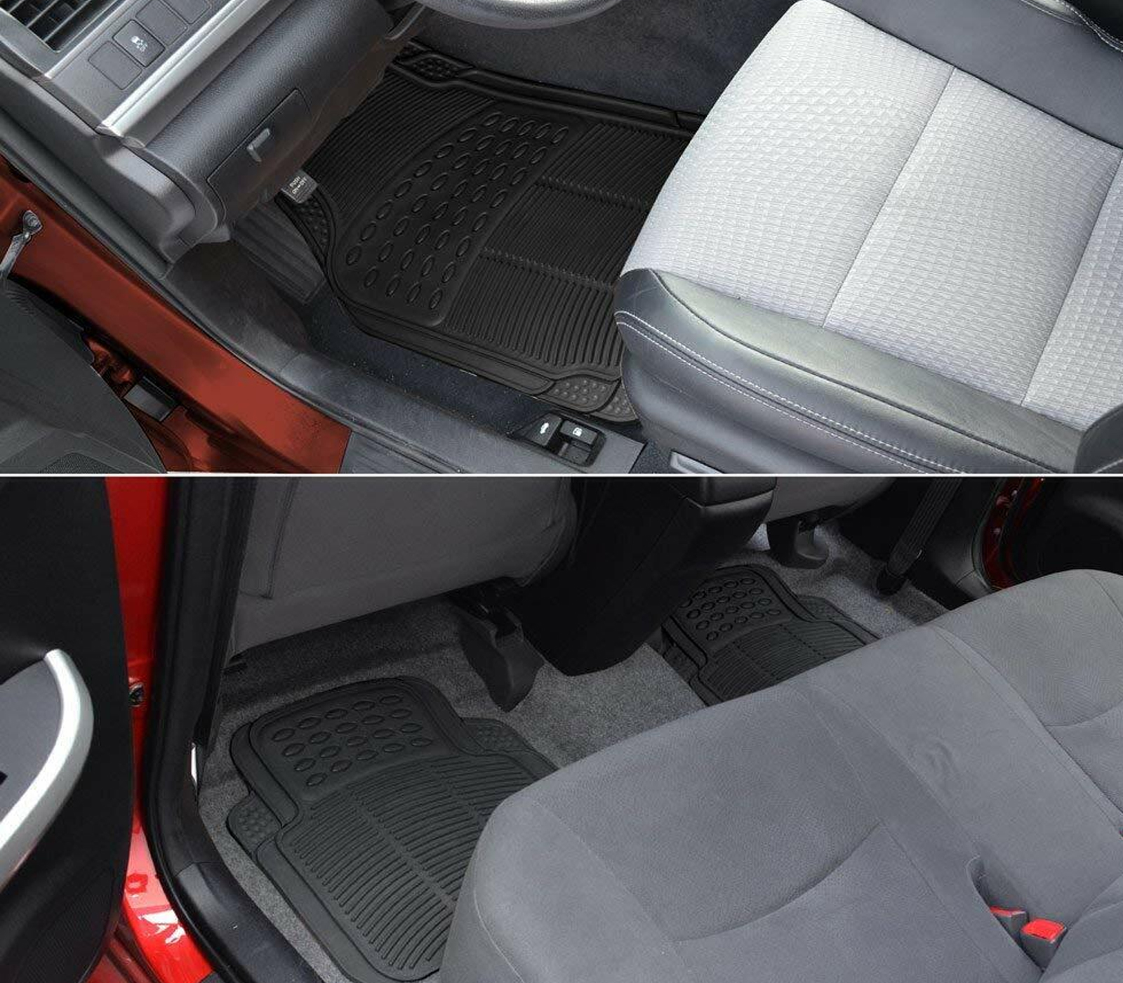 QUEMAR Tappetini Auto Universali per utilitarie e city car / 13 Colori  Personalizzati/Kit 4 Tappeti in Moquette e Gomma su Misura/Set 2 Anteriori  + 2 Posteriori (Bordo Rosa) : : Auto e Moto