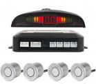 Kit 4 Sensori Parcheggio Auto 12V Anteriori Posteriori Grigio Cicalino Display
