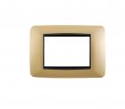 Placca Interruttore 3Moduli Compatibile living Copri Placchetta Oro Bianco c6603