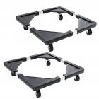 Coppia Base Supporto Frigo 2 pz Carrello Lavatrice con ruote 53x53 a 75x75cm