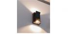 Applique nero esterno doppio fascio di luce calda 10w 2 vie lampada muro p9690