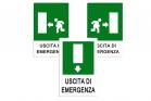 CARTELLO SEGNALETICA SICUREZZA USCITA DI EMERGENZA ADESIVA DESTRA SINISTRA BASSO