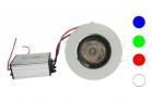 Faretto led incasso controsoffittatura rotondo 3w verde cornice bianca