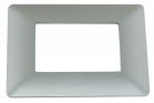 Placca Interruttore 3 Moduli Copri Placchetta Luci Bombata Metallo Argento