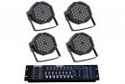 Kit 4 fari strobo rgb 36 led effetto disco piu centralina controller dmx 512