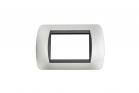 Placca Interruttore 3 Moduli Compatibile Living Copri Placchetta Silver c6603