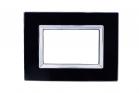 Placca Interruttore Vetro Nero Compatibile Matix 3 Posti Copripresa c4803 VNR