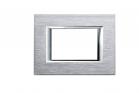Placca Interruttore 3 Posti Copripresa Silver Zigrato Compatibile Matix C4803SLV