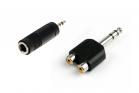Coppia adattatori audio da 2 rca a jack 6.3 mm e da mic a jack 3.5 mm