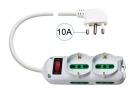 Multipresa Elettrica 6 Posti con Interruttore 4 Spine e 2 Shuko 1.5 MT