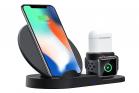 Caricabatterie wireless portatile bianco 3in1 qi smartphone smartwatch cuffie