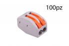 Morsetto connettore a leva 2 poli 100pz per fili cavi elettrici 250V 0.75-2.5mm