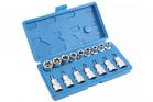 Set 16pz chiavi a bussola attacco 1/2" torx maschio femmina e10-e24 t20-t50