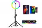 Anello luminoso led multicolor treppiede 33cm supporto cellulare selfie video