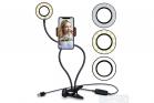 Anello luminoso con pinza supporto cellulare clip selfie video flessibile 9cm