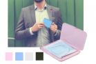 Porta mascherina tascabile custodia rigida 130x130x14mm astuccio contenitore