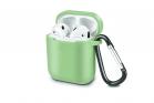 Cover custodia silicone verde chiaro cuffie bluetooth porta auricolari gancio