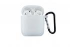 Cover custodia silicone bianca cuffie bluetooth auricolari flessibile gancio