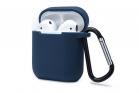 Cover custodia silicone blu scuro cuffie bluetooth porta auricolari flessibile