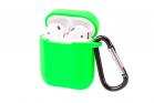 Cover custodia silicone verde lime cuffie bluetooth porta auricolari gancio