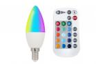 Lampadina led a candela multicolore 5W attacco E14 rgb con telecomando C37RGB-W