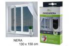 Zanzariera Per Finestre Fissa Universale Chiusura Strappo Adesivo Nera 130x150