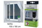 Zanzariera Per Finestre Fissa Universale Chiusura Strappo Adesivo Nera 150x180