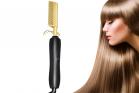 Piastra Per Capelli Lisci A Pettine Oro Effetto Lisciante Spazzola Elettrica