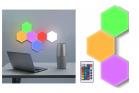 Set 3pz Luci da Parete RGB Esagonali Applique con Telecomando Multicolor TEB0383