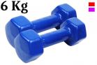 Coppia Pesi palestra 6kg manubrio antiscivolo esagonale gommato allenamento