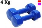 Coppia Pesi palestra 4kg manubrio antiscivolo esagonale gommato allenamento