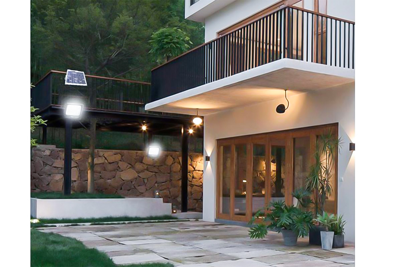 Faro Solare LED 100W Luce Fredda Faretto Esterno Casa Controllo Remoto 10 class=img-responsive