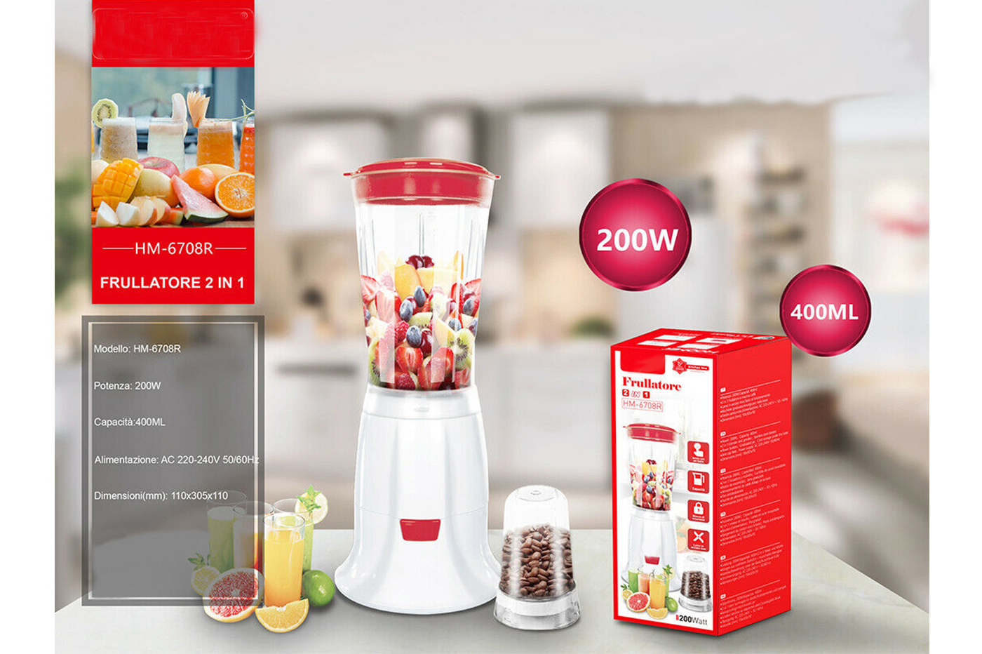 frullatore tritattutto mixer da cucina elettrico